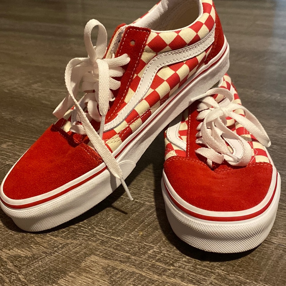 Red checkered Vans